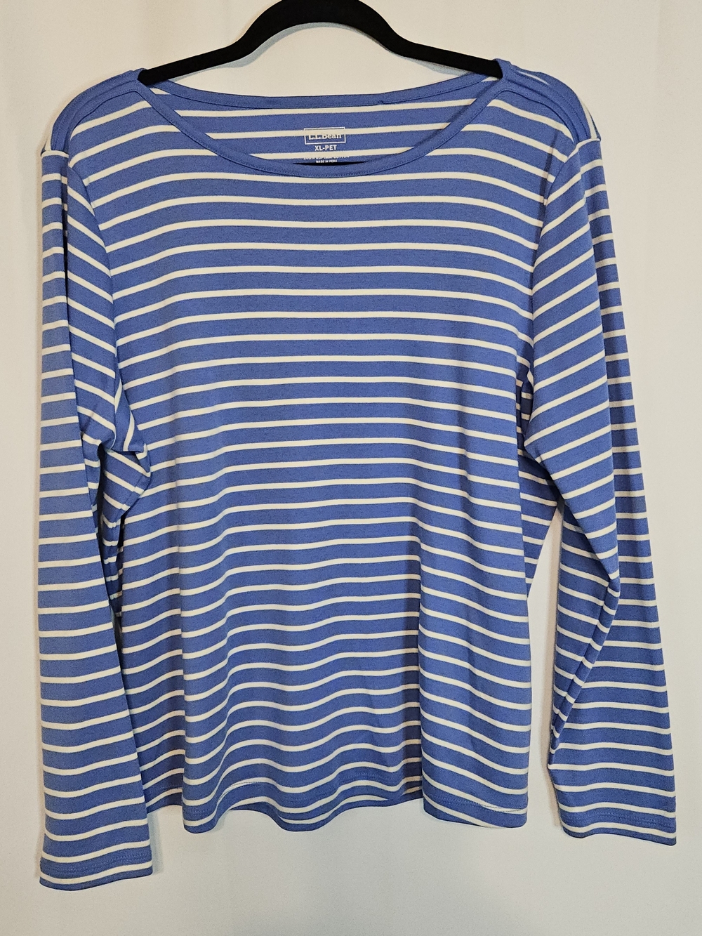 Lands' End Blue and White Striped Long-Sleeve Tee